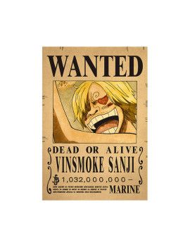 Affiche Wanted Sanji 1 032 000 000 Berries  /- 42 X 28.5 - One piece 1 - Culture-Pop-France