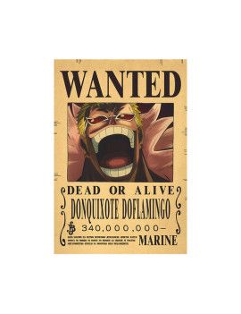 Affiche Wanted Donquixote Doflamingo 340 000 000 Berries  /- 42 X 28.5 - One piece 1 - Culture-Pop-France