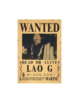 Affiche Wanted Lao G 61 000 000 Berries  /- 42 X 28.5 - One piece 1 - Culture-Pop-France