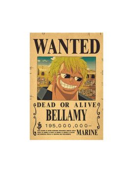 Affiche Wanted Bellamy 195 000 000 Berries  /- 42 X 28.5 - One piece 1 - Culture-Pop-France
