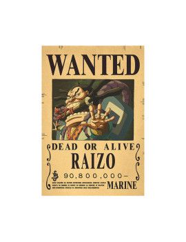 Affiche Wanted Raizo 90 800 000 Berries  /- 42 X 28.5 - One piece 1 - Culture-Pop-France