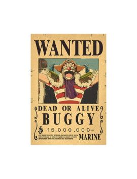 Affiche Wanted Buggy 15 000 000 Berries  /- 42 X 28.5 - One piece 1 - Culture-Pop-France