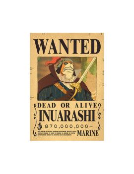 Affiche Wanted Inuarashi 870 000 000 Berries  /- 42 X 28.5 - One piece 1 - Culture-Pop-France