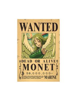Affiche Wanted Monet 58 000 000 Berries  /- 42 X 28.5 - One piece 1 - Culture-Pop-France