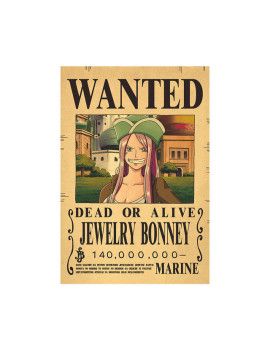 Affiche Wanted Jewelry Bonney 140 000 000 Berries  /- 42 X 28.5 - One piece 1 - Culture-Pop-France