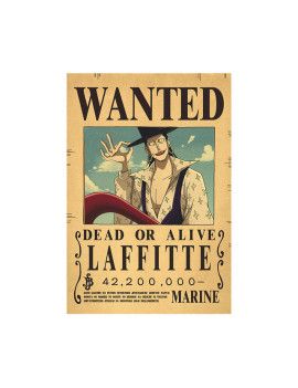 Affiche Wanted Laffitte 42 200 000 Berries  /- 42 X 28.5 - One piece 1 - Culture-Pop-France