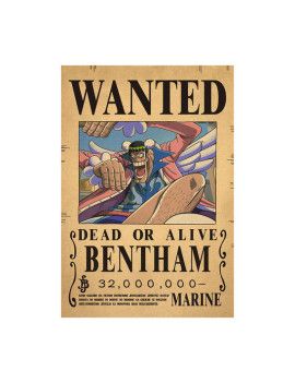 Affiche Wanted Bentham 32 000 000 Berries  /- 42 X 28.5 - One piece 1 - Culture-Pop-France