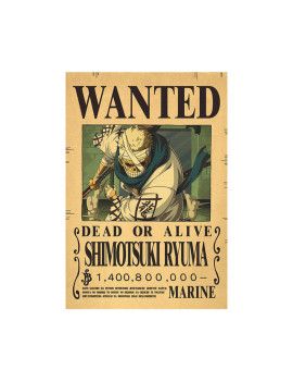 Affiche Wanted Shimotsuki Ryuma 1 400 800 000 Berries  /- 42 X 28.5 - One piece 1 - Culture-Pop-France