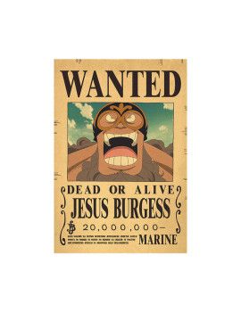 Affiche Wanted Jesus Burgess 20 000 000 Berries  /- 42 X 28.5 - One piece 1 - Culture-Pop-France
