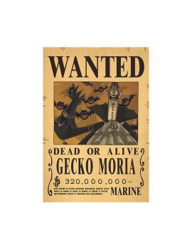 Affiche Wanted Gecko Moria 320 000 000 Berrys  /- 42 X 28.5 - One piece 1 - Culture-Pop-France