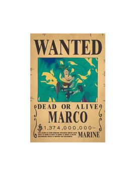 Affiche Wanted Marco 1 374 000 000 Berrys  /- 42 X 28.5 - One piece 1 - Culture-Pop-France