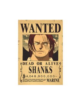 Affiche Wanted Shanks 4 048 900 000 Berrys  /- 42 X 28.5 - One piece 1 - Culture-Pop-France