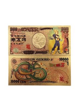 Billet Plaqué or 24 carats - Végéta SS1 - Dragon Ball 1 - Culture-Pop-France